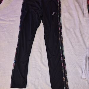 adidas Black Leggings with Colorful Side Stripes